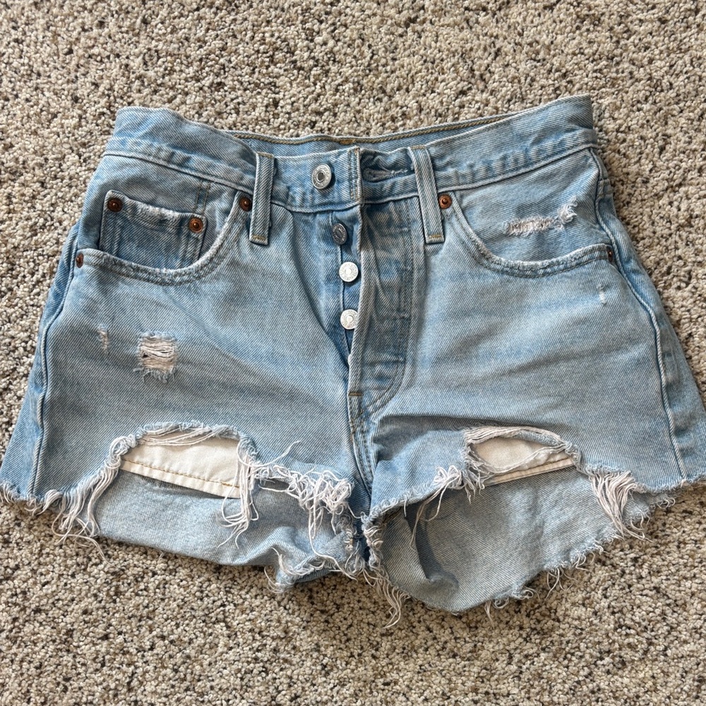 Barely Worn Levi's Light Blue Distressed Jean Shorts